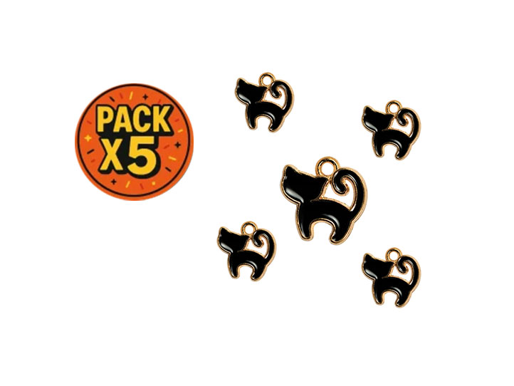 Dije Esmaltado Gatito Negro x 5 unidades.